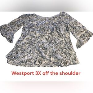 NWOT Westport 3X off the shoulder lightweight flowy 3/4 sleeve blouse paisley